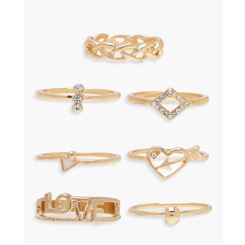 Love stack ring set gold tone one size